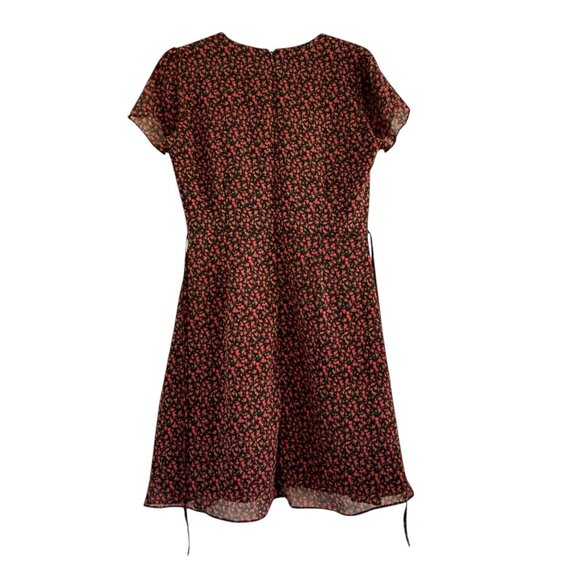 Patterned Dress Women's V-Neck Short Sleeve Knee Length Dress Size L - Picture 2 of 8